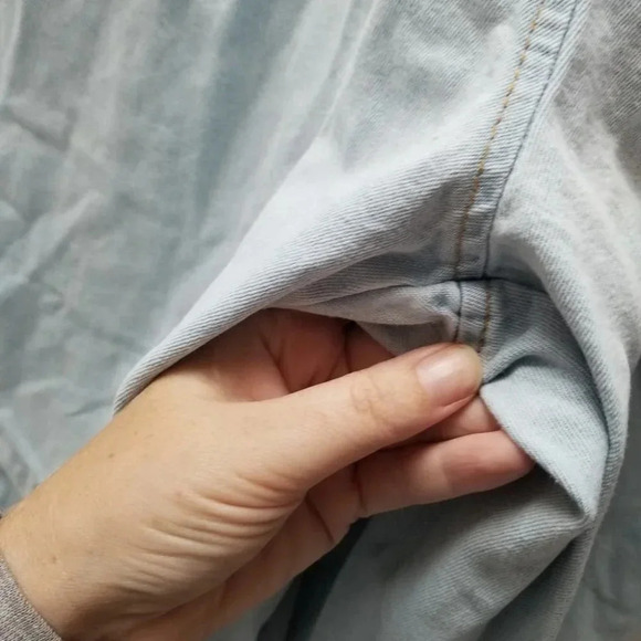 VINTAGE Handmade Baby Doll Jean Coveralls Patchwork Crop L - Picture 11 of 16